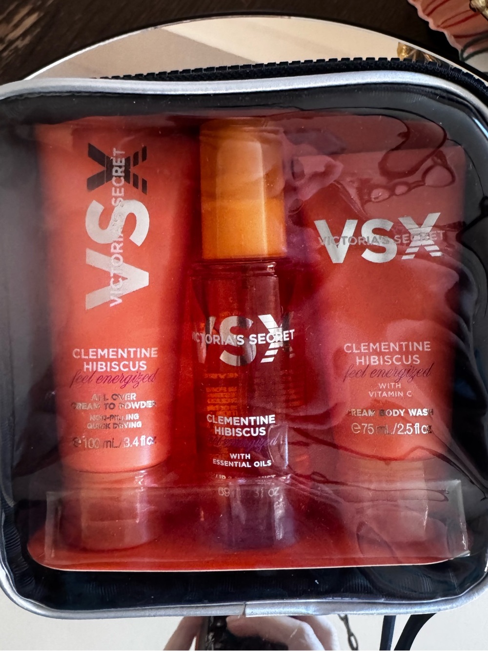 VSX Clementine Hibiscus Travel Body Care Trio - Bright Orange